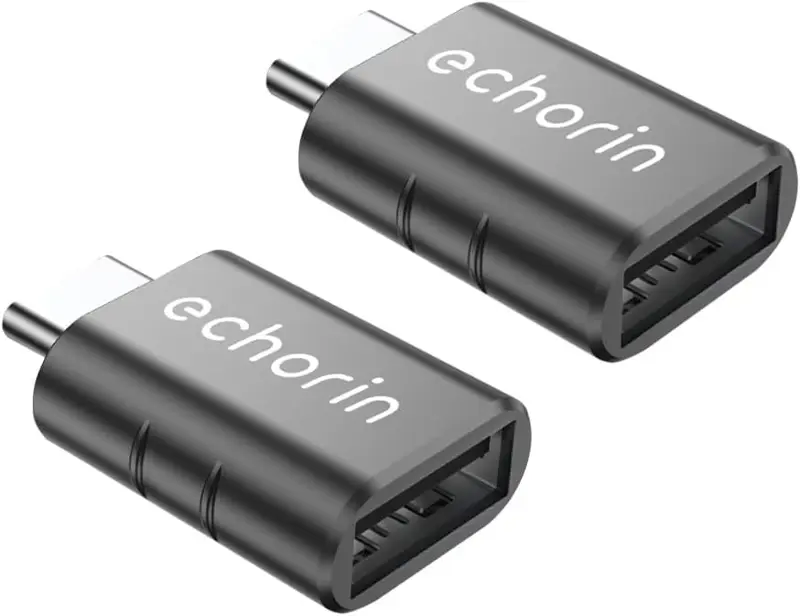 Echorin (İkili Paket) OTG Akıllı Giriş USB 3.0 to Type-C Dönüştürücü Adaptör (5Gbps) - Metalik Gri