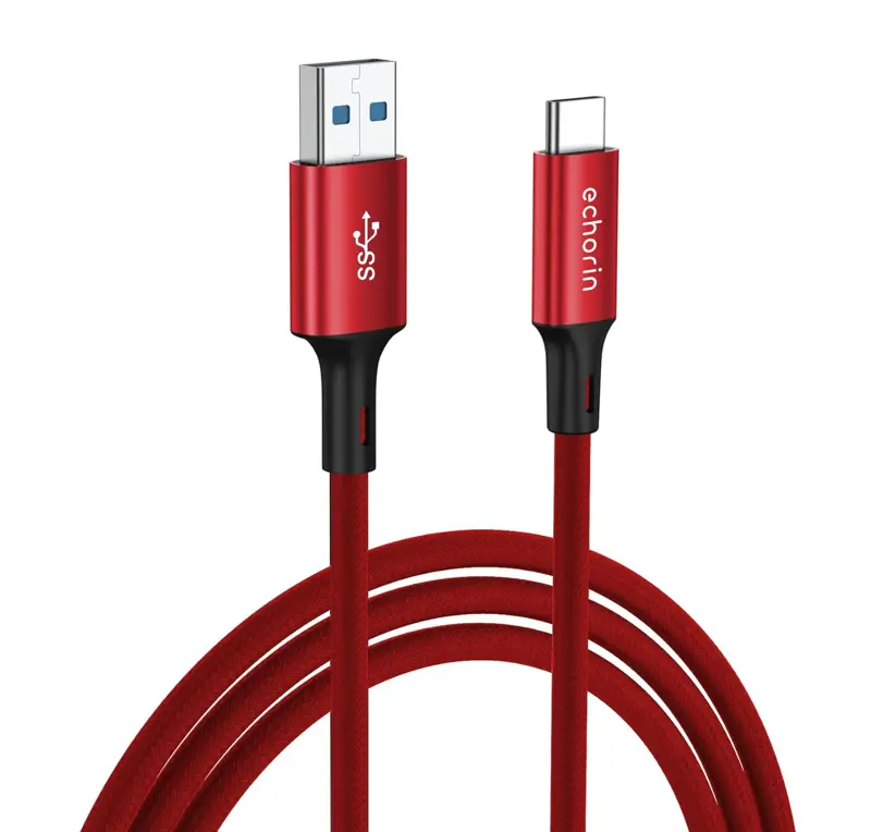 Echorin USB-A to Type-C Örgülü Hızlı Şarj ve Data Kablosu (1 Metre) - Kırmızı