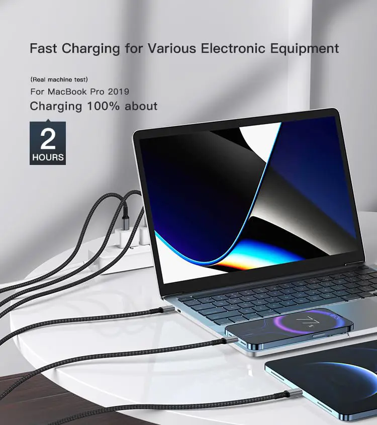 Echorin 100W Type-C to Type-C PD Hızlı Şarj Kablosu (2 Metre) - Çift Kat Örgülü Gri